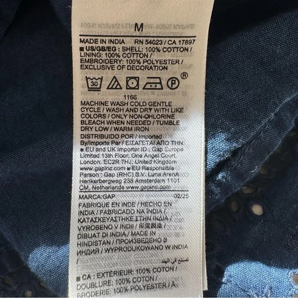 Gap x Doen Blue Eyelet Shift Mini Dress size Medium - Picture 9 of 9